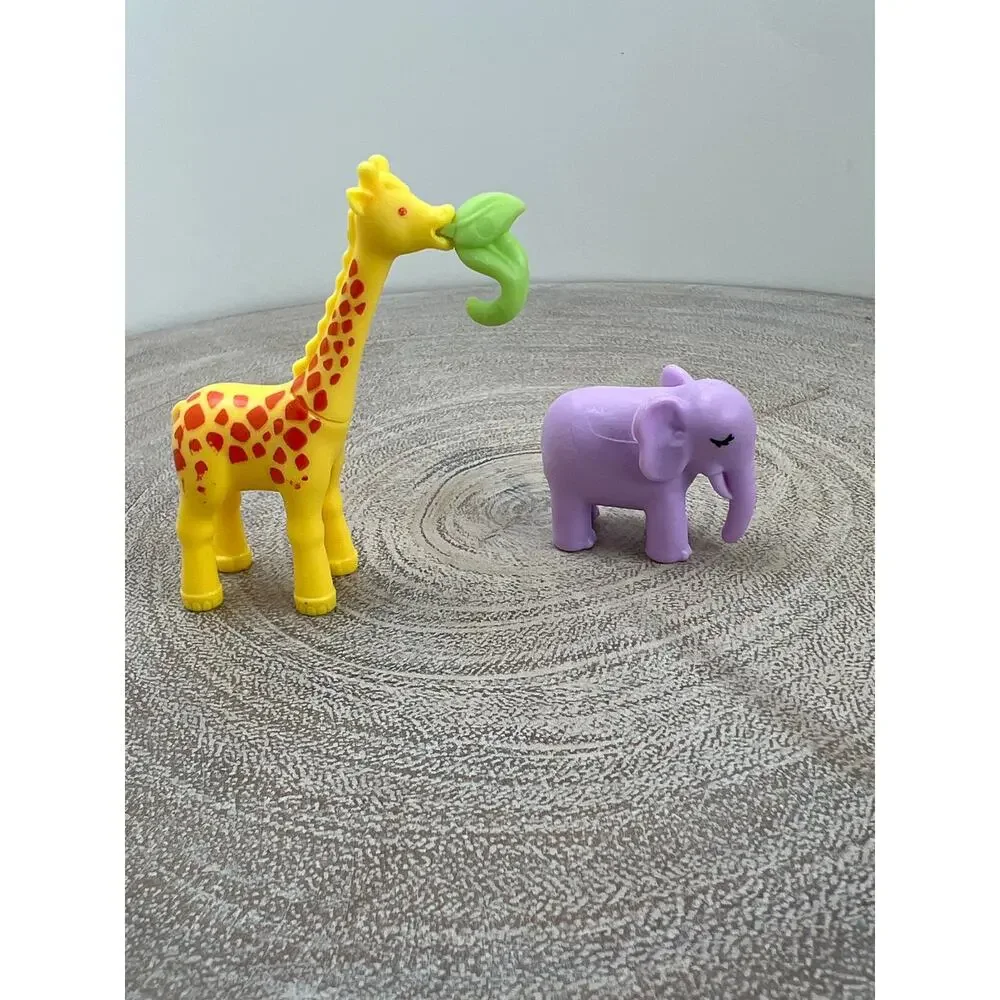 Polly Pocket Miniature Giraffe and Purple Elephant Figures Toy Cake Topper